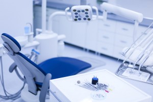 Dental instruments and tools in a dentists office