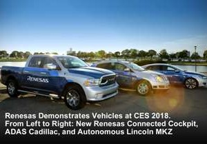 Renesas Electronics Shifts Production-Ready ADAS, Autonomous, and Cockpit Development Into High Gear at CES 2018