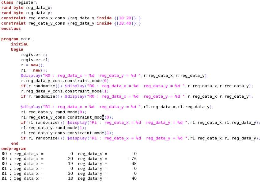  Example (11) : constaint_mode(0/1) and rand_mode(0/1) usage