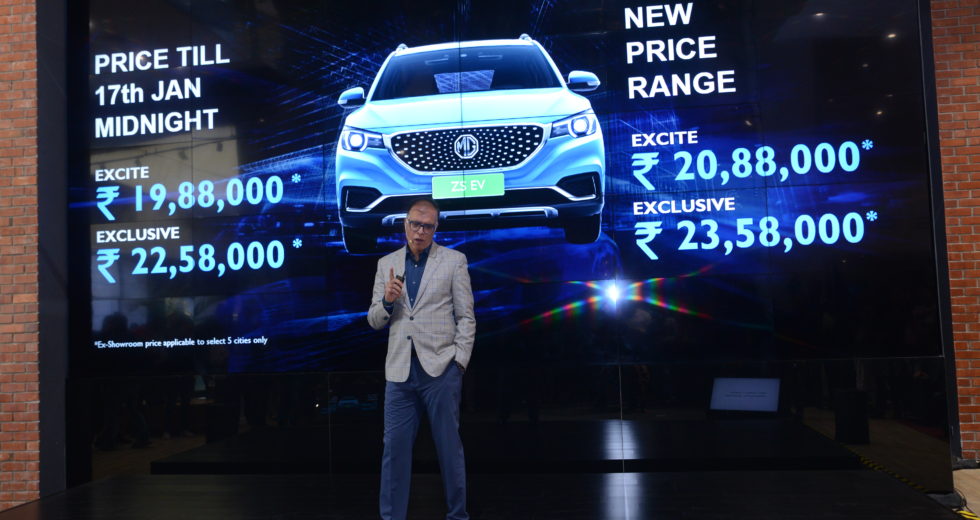 MG Motor India launches the ZS EV, the country’s first pure electric internet SUV, at an inaugural price of INR 19.88 lakh