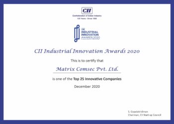 Matrix Comsec bags CII Industrial Innovation Award 2020
